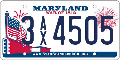MD license plate 3AX4505