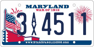 MD license plate 3AX4511