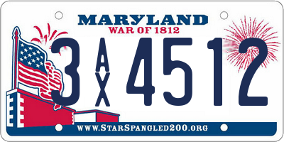 MD license plate 3AX4512