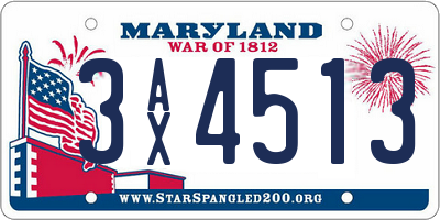 MD license plate 3AX4513
