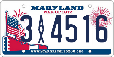 MD license plate 3AX4516