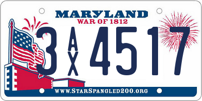 MD license plate 3AX4517
