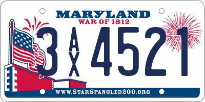 MD license plate 3AX4521