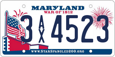 MD license plate 3AX4523