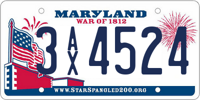 MD license plate 3AX4524