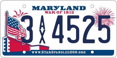 MD license plate 3AX4525