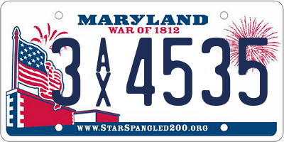 MD license plate 3AX4535