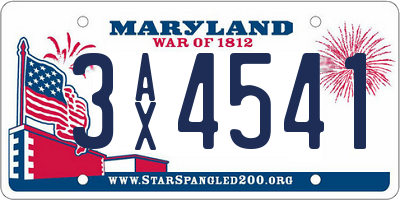 MD license plate 3AX4541