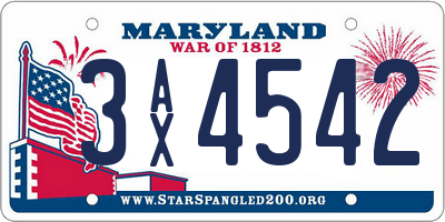 MD license plate 3AX4542