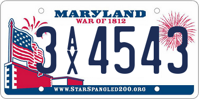 MD license plate 3AX4543