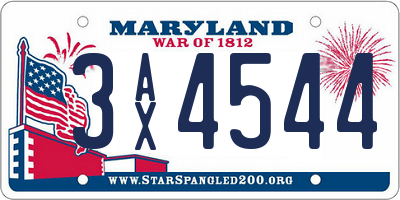 MD license plate 3AX4544