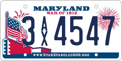 MD license plate 3AX4547
