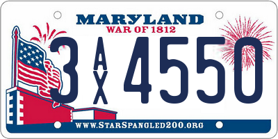 MD license plate 3AX4550