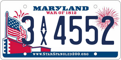 MD license plate 3AX4552
