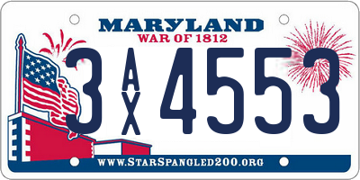 MD license plate 3AX4553