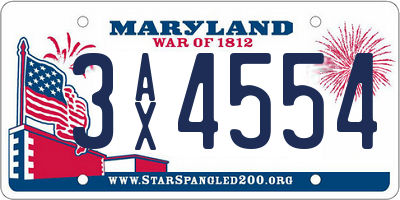 MD license plate 3AX4554