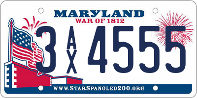MD license plate 3AX4555