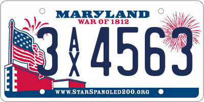 MD license plate 3AX4563