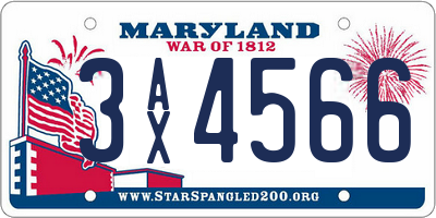 MD license plate 3AX4566