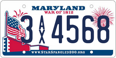 MD license plate 3AX4568