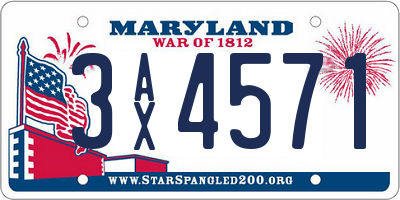 MD license plate 3AX4571