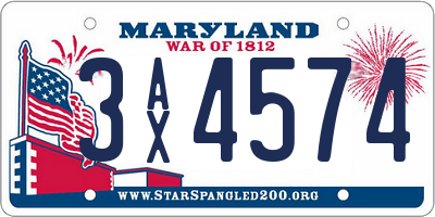 MD license plate 3AX4574