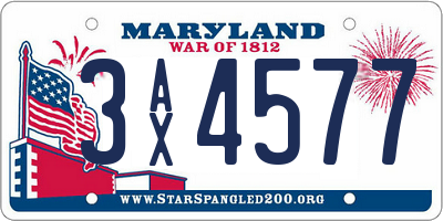 MD license plate 3AX4577