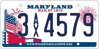 MD license plate 3AX4579