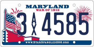 MD license plate 3AX4585