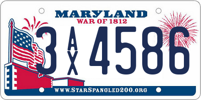 MD license plate 3AX4586