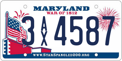 MD license plate 3AX4587