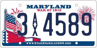 MD license plate 3AX4589