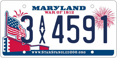 MD license plate 3AX4591