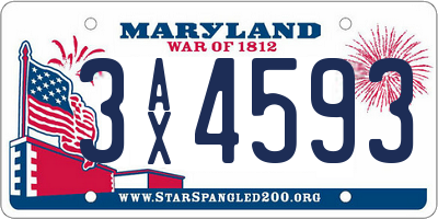 MD license plate 3AX4593