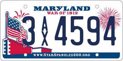 MD license plate 3AX4594