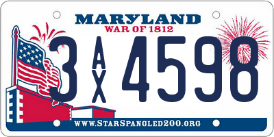 MD license plate 3AX4598