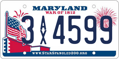 MD license plate 3AX4599