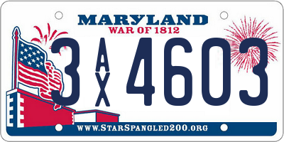 MD license plate 3AX4603