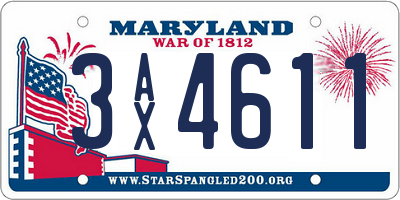 MD license plate 3AX4611