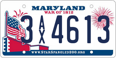 MD license plate 3AX4613