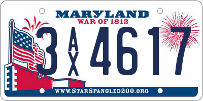 MD license plate 3AX4617