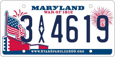 MD license plate 3AX4619