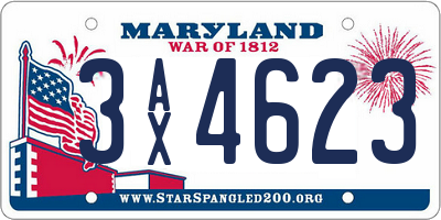 MD license plate 3AX4623