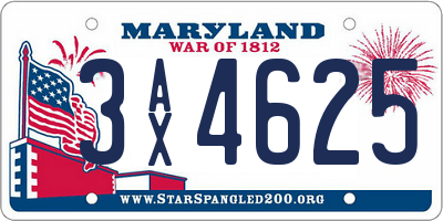 MD license plate 3AX4625