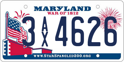 MD license plate 3AX4626