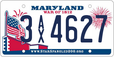 MD license plate 3AX4627