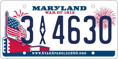 MD license plate 3AX4630