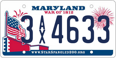 MD license plate 3AX4633