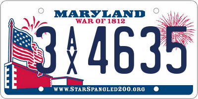 MD license plate 3AX4635