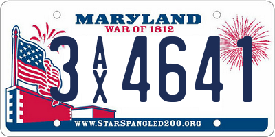 MD license plate 3AX4641